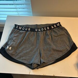 Under Armour Women's Gray Elastic-Waist Athletic Shorts